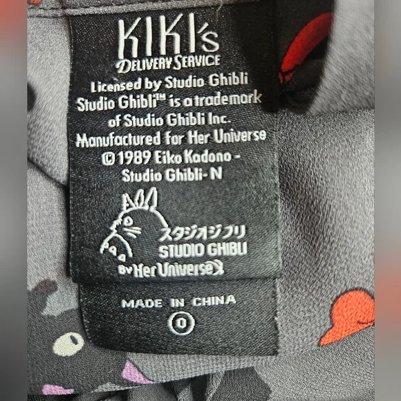 Kiki's Delivery Service X Studio Ghibi Jiji And Bows Gray Dress Size Large 12 - Picture 11 of 12